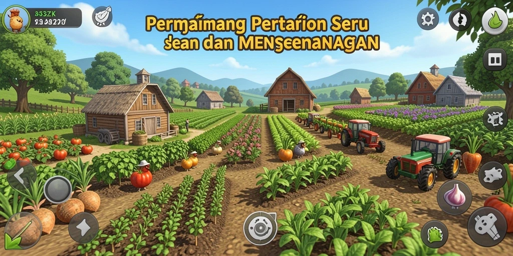 Screenshot menampilkan gameplay seru dalam berkebun dan bertani.