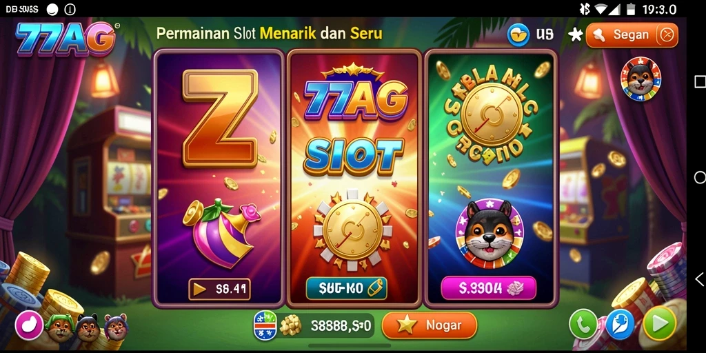 Tampilan gameplay di 77AG yang menarik dan penuh warna.