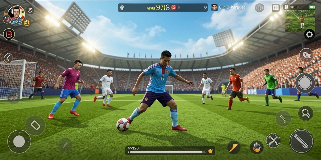 Screenshot dari gameplay seru API33 dengan berbagai karakter olahraga.