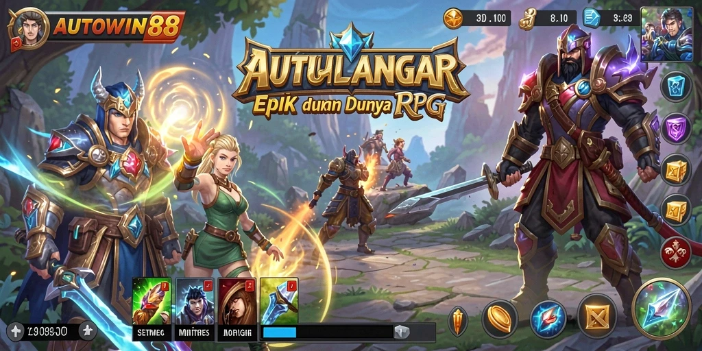 Tangkapan layar gameplay AUTOWIN88 menampilkan aksi pertempuran RPG yang mendebarkan.