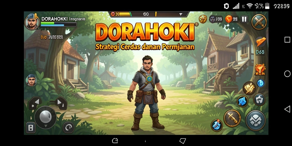 Tampilan layar permainan DORAHOKI yang mengasyikkan dengan elemen strategi.