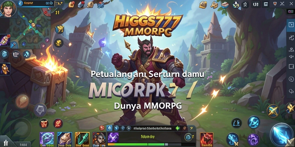 Tangkapan layar HIGGS777 menunjukkan pertempuran intens antar pemain dalam dunia MMORPG yang kaya.