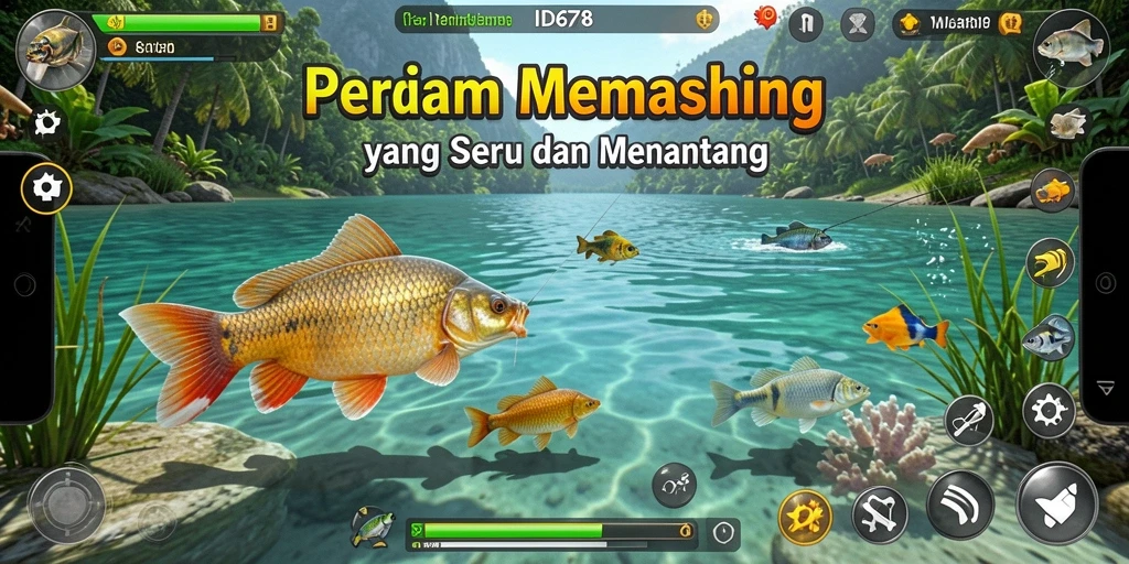 Tampilan gameplay ID678 yang mendebarkan saat menangkap ikan besar.