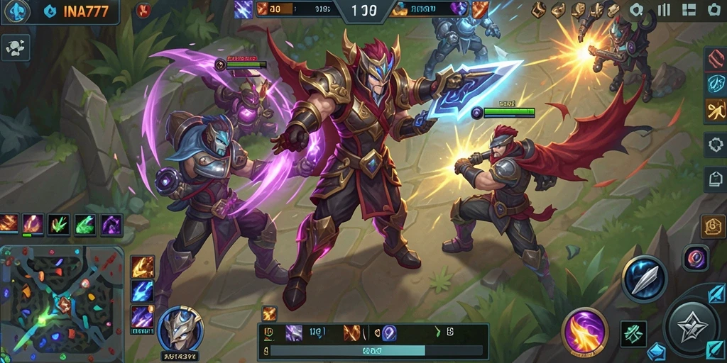 Tampilan menarik gameplay <strong>INA777</strong> saat pertarungan di arena.