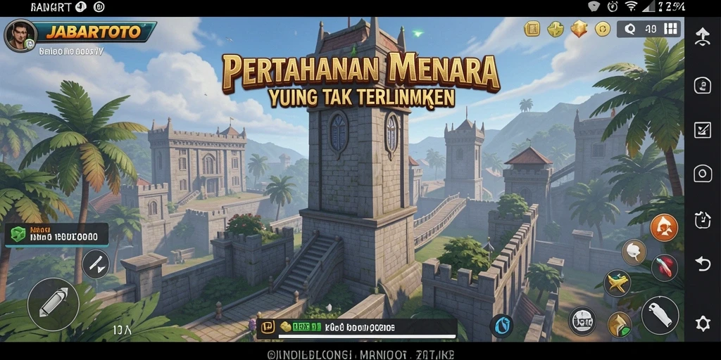 Tangkapan layar gameplay JABARTOTO yang mendebarkan dalam pertahanan menara.