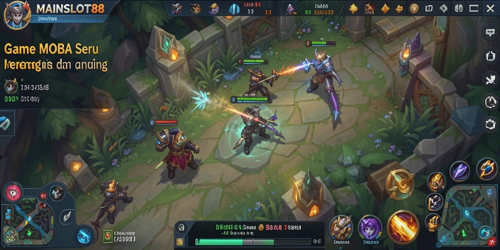 Tampilan gameplay seru dalam pertempuran MOBA MAINSLOT88.