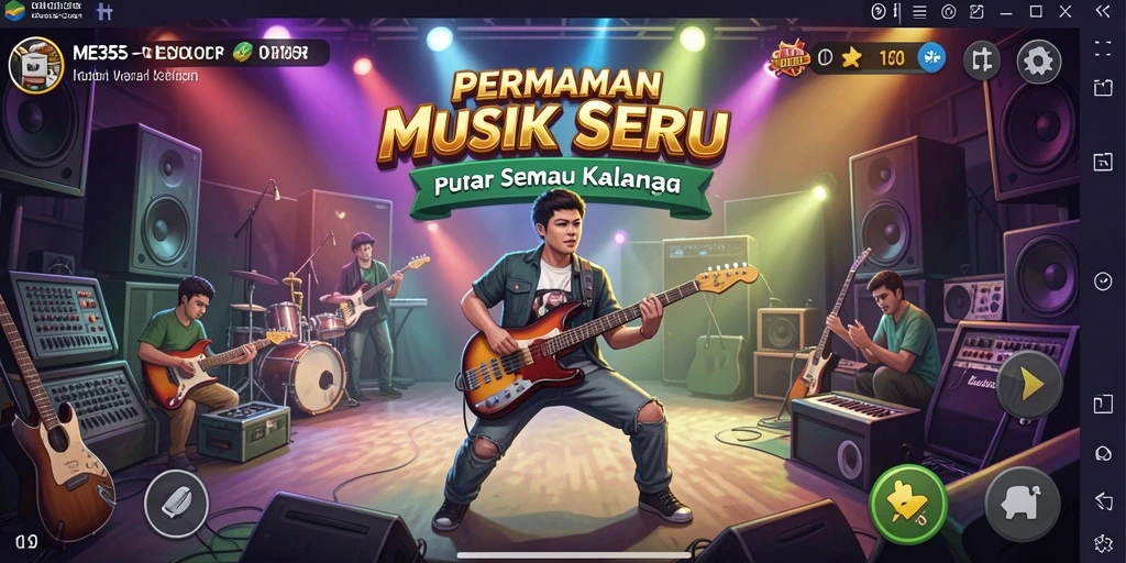 Tampilan gameplay ME355 dengan berbagai tantangan musik.