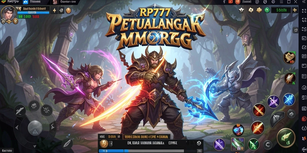 Tampilan dinamis dari gameplay RP777 yang penuh aksi dan petualangan.