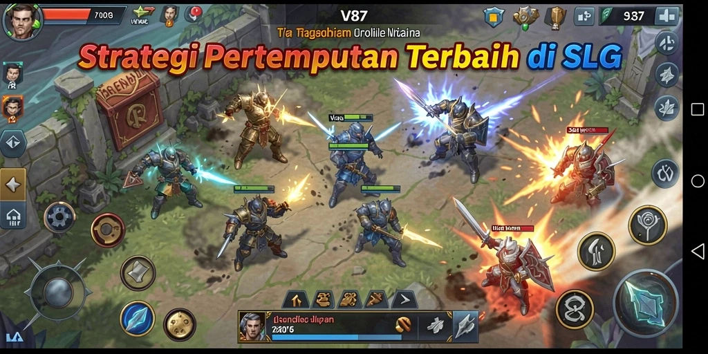 Screenshot gameplay V87 dengan aksi pertempuran yang mendebarkan.